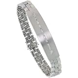 14k White Gold Rolex Link Style 8" Mens Bracelet, w/ 0.75 Carat Baguette & Princess Cut Diamonds, 7/16" (11mm) wide