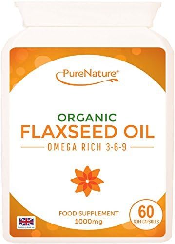 60 Organic Flaxseed Oil 1000mg Soft Capsules High Strength & Quality Omega Rich 3-6-9 to Support Healthy Skin, Hair, Nails and Normal Blood Cholesterol Levels