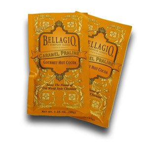 BELLAGIO Gourmet Mocha Hot Cocoa Chocolate - Caramel Praline 4 Pack by Caffe D'Amore