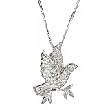 Crystal Dove Shape Pendant in Sterling Silver