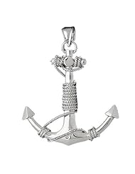 Clevereves 14K White Gold Pendant Anchor with Rope 3-D 14.6 - Gram(s)