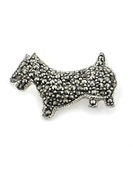 Sterling Silver Marcasite Scottish Terrier Dog Brooch