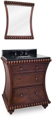 This 30" wide solid wood vanity features a rich rosewood finish with hand-c...