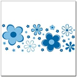 29 Blue Fun Flower Border Wall Decor Transfer Stickers