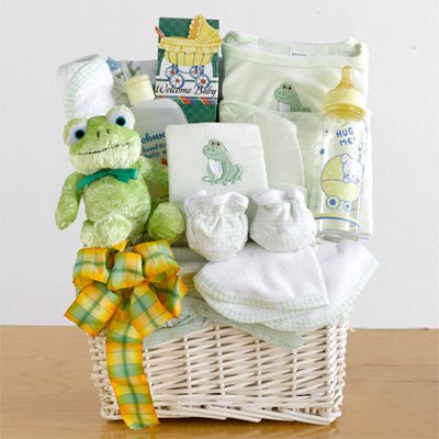 Baby Froggy Welcome Baby Gift Basket by Givens and Company