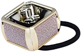 Metal Opened Circle Hair Cuff Gold-tone Girl Women Ponytail Hair Band Square Shape Hair Holders Pink