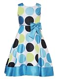 Rare Editions Girls 7-16 TURQUOISE-BLUE GREEN BLACK LARGE DOT SHANTUNG Special Occasion Wedding Flower Girl Easter Party Dress