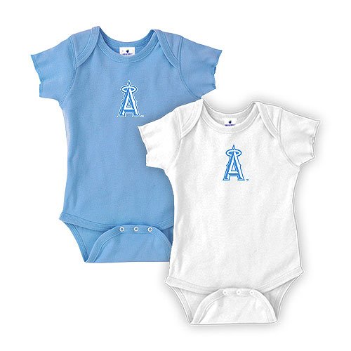 Los Angeles Angels of Anaheim 2 Pack Boys Creeper Set by Soft as a Grape - White/Light Blue 6 Months