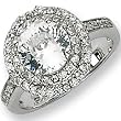 Sterling Silver Cubic Zirconia Majestic Round Ring by Cheryl M