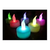 Set of 12 Color Changing Battery Operated Realistic Flickering Flame Tealight Candles