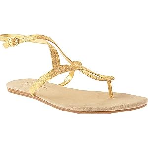 JESSICA SIMPSON Marqui Womens Thongs Flats Casual Metallic Ankle Leather Sandals Shoes Blk