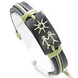Love Couple And Sun Energy Leather And Bone Bracelet