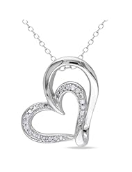 Sterling Silver 1/10ct TGW Accent Diamond Heart Pendant (.10 Cttw, 18", G-H Color, I2-I3 Clarity)