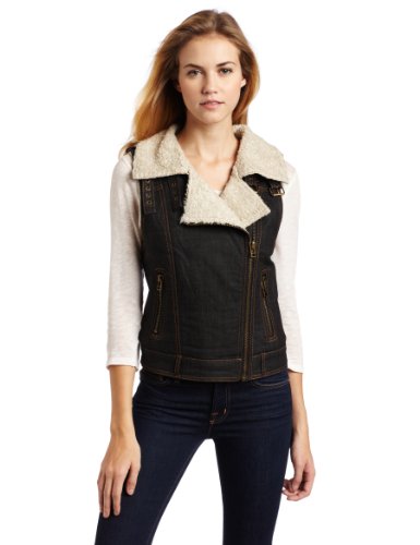 Sanctuary Clothing Women's Denim Moto Vest, Dark Sky, Small