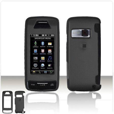 LG Voyager VX10000 Cell Phone Black Rubber Feel Protective Case Faceplate Cover