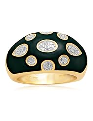 18k Gold Plated Sterling Silver Enamel Diamond Ring (1/6 cttw, I-J Color, I2-I3 Clarity)