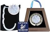 1 Silver & Clear with Swarovski Crystal FOLDING Chatt Purse Hook with Gift Box and Pouch 1 Silver & Clear with Swarovski Crystal FOLDING Chatt Purse Hook with Gift Box and Pouch