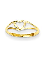 MadiK® Kids Collection 14k Yellow Gold Polished Heart Baby Band Ring Size 2
