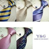 NEW Y&G Designer Italian Style Hand Made 100% Jacquard Woven Pure Silk Mens Neck Tie and Cuff Links Gift Set Match Any Shirt for Business Mens for Working Days Use 5 Sets Gift Pack Bulk Free Shipping 1597