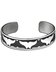 Sterling Silver Narrow Whale 1 Northwest Coast Native American Bracelet. Made in USA.