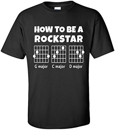 How To Be A Rockstar - Funny T-shirt for Guitar Players and Musicians (X-Large, Black)
