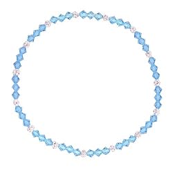 Anklet - A62 - Stretch - 4mm Swarovski (tm) Crystal and Silver Tone Heishi Beads ~ Aqua
