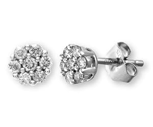 Boucles d'oreille - PE3383 - Pendientes de mujer de oro blanco (9k) con 14 diamantes