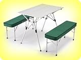 EARTH 4-PERSON TABLE w/ TWO BENCHES w/ Storage Case -- Extra STRONG Anodized Aluminum Frame -- Very COMFORTABLE Benches -- EASY Set Up & Take Down