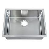 590 x 440 mm Rectangle with Rounded Corners Undermount Deep Single Bowl Handmade Satin Stainless Ste