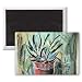 Succulent in Lustre Ware Pot, 1959 (pastel) .. - 3x2 inch Fridge Magnet - large magnetic button - Magnet