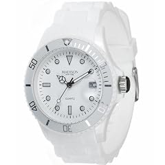 Madison New York Unisex-Armbanduhr Candy Time Silicon Analog Silikon wei� U4167