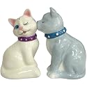 Westland Giftware Mwah Magnetic White and Gray Cats Salt and Pepper Shaker Set, 3-1/2-Inch