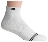Tommy Hilfiger Mens Ped Athletic Socks, White, 3-Pack
