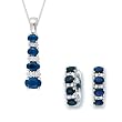 Diamond and Alternating Sapphire Jewelry Set in 10K White Gold