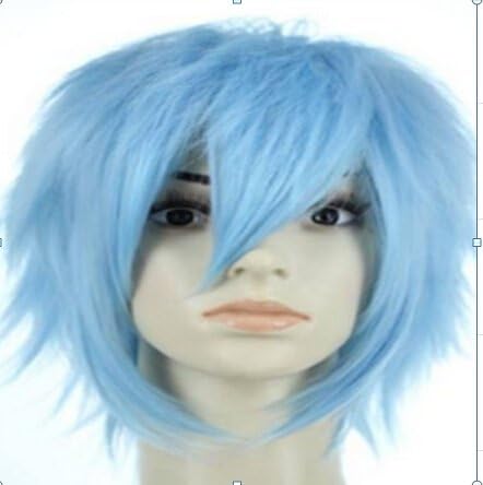 Unisex Short Curly Cosplay Costume Wigs for Cosplay Party (Sky Blue)