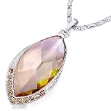 Pugster Leaf Detailed Crystal November Birthstone Topaz Pendant