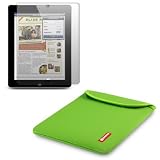 APPLE IPAD 2 GREEN NEOPRENE POUCH / CASE / COVER / SKIN BY SHOCKSOCK + SCREEN PROTECTOR