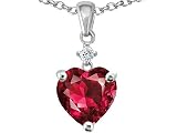 1.80 cts 14K Gold Plated 925 Sterling Silver Heart Shaped Created Ruby Pendant - 14kt White or Yellow Gold