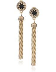 House of Harlow 1960 Gold Tone Enamel Sunburst Tassel Drop Earrings