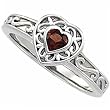 14Kt White Gold Classic Heart Mozambique Garnet Ring