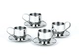 41AKHSmZS%2BL. SL160  4 Pc Double Walled Stainless Steel Espresso Cup and Saucer Set   Quality StainlessLUX Drinkware for You