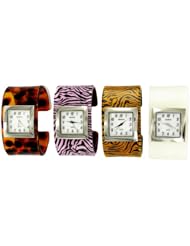 Wholesale Geneva Fashion Colored Plastic Cuff Band Watches 12 Pcs.