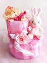 出産祝い　W cake pink tower のおむつケーキ 誕生日ギフトにも