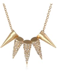 Gold-Tone and Pave Spike Necklace, 21"