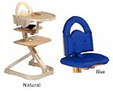 Svan High Chairs from Scandinavian Child with Infant Kit and Cushion, Blue Cushion with Natural Wood
