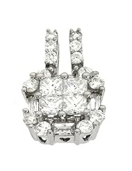 14K White Gold 0.72cttw Round Diamond Pendant