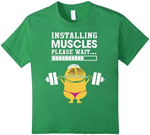 Kids Installing Muscles Please Wait Tshirt 12 Grass