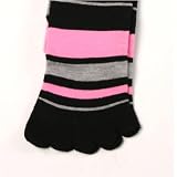 Urban Boundaries Knee High Striped Fashion Toe Socks (One Size fits Most) - Black & Pink�