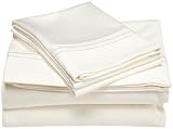Resorts Collection 420-Thread Count Cotton Queen Sheet Set, Ivory
