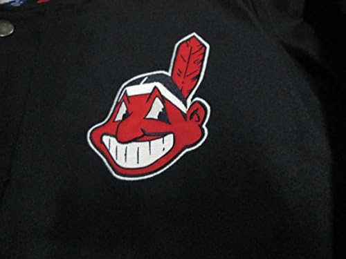 Cleveland Indians MLB Mens Embroidered Snap Front Wool Blend Jacket ACLI 4 M L XL XXL (Medium)